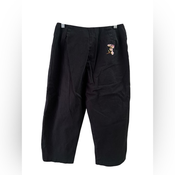 Vintage floral black sequin cropped straight leg pants - Picture 3 of 4